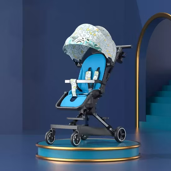 Carrinho de bebê dobrável de quatro rodas sentado com vista alta portátil dois